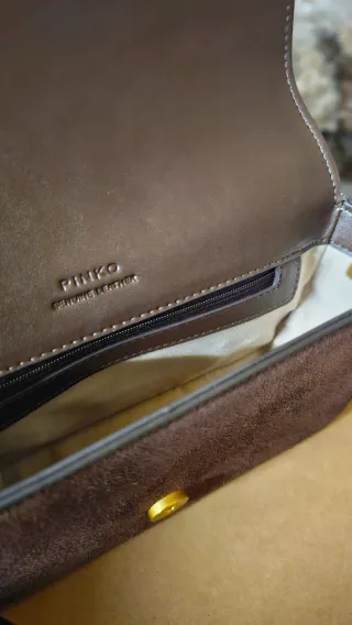 Borsa Pinko Love Mini in pelle scamosciata marrone