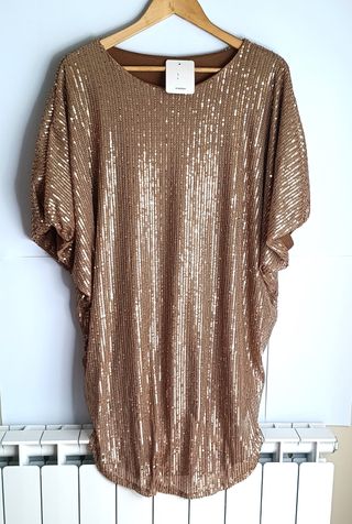 Vestido lentejuelas dorado talla única