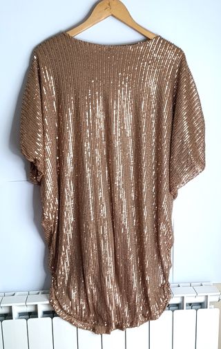 Vestido lentejuelas dorado talla única