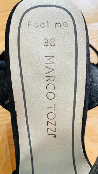 Sandali Marco Tozzi, neri, cinturino alla caviglia