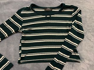 Top Bershka rayas verde y blanco Talla M