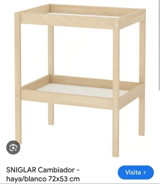 Cambiador bebé Ikea SNIGLAR haya/blanco