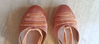 Zapatos de fallera salmón con plataforma