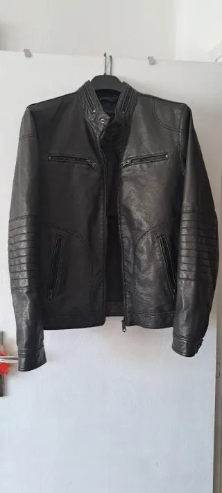 Giacchetta in pelle nera Giacche e cappotti da uomo