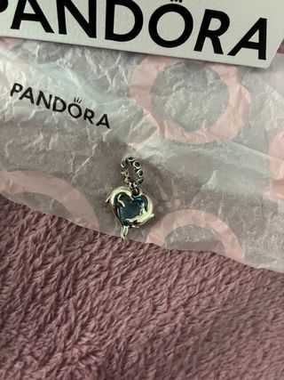 Pandora Charm Corazón Delfín Azul Plata
