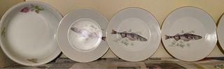 Vajilla porcelana vintage pez dorado
