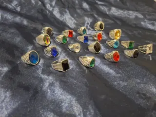 Lote 20 Anillos Gema Multicolor tono Plata Unisex