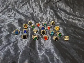 Lote 20 Anillos Gema Multicolor tono Plata Unisex