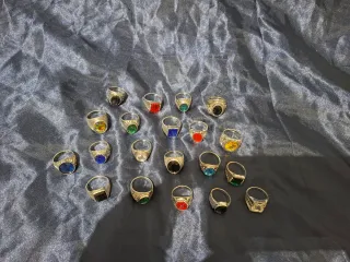Lote 20 Anillos Gema Multicolor tono Plata Unisex