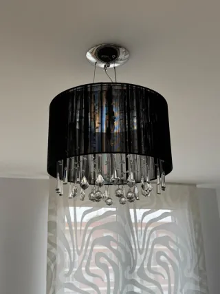 Lámpara negra colgante con cristales