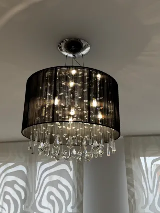 Lámpara negra colgante con cristales