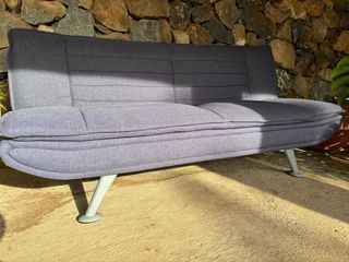 Sofá Cama Gris/Azul Tela y Metal
