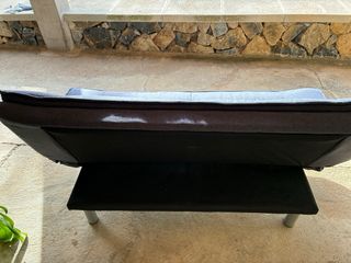 Sofá Cama Gris/Azul Tela y Metal