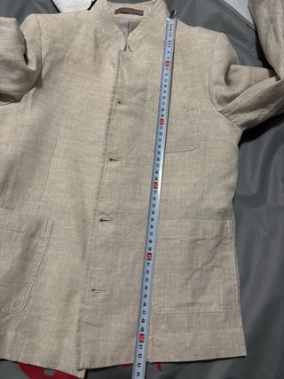 Traje comunión de lino para niño, beige y blanco