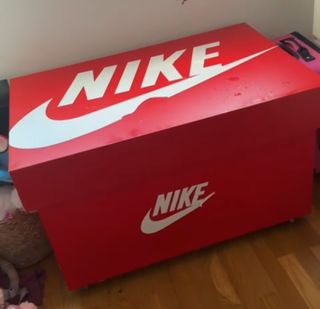 Zapatero Nike de madera