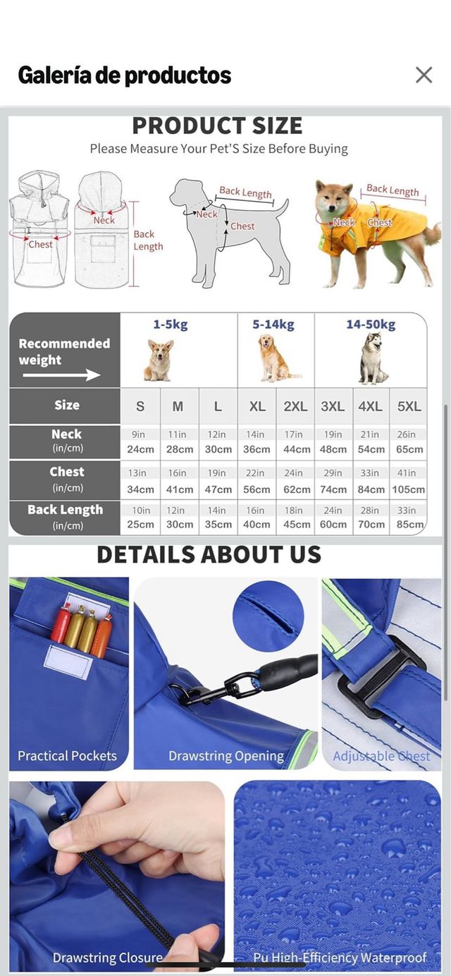 Impermeable para Perros Azul talla 3 xl