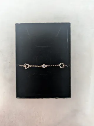 Pulsera plata ley mariposa flor circonita