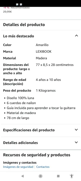 Guitarra infantil de madera