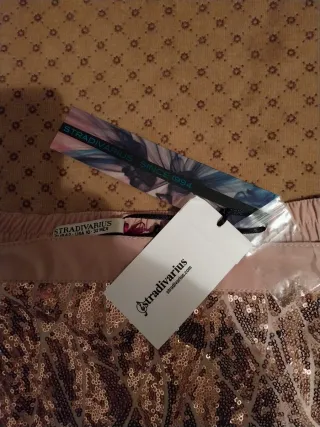 Minifalda lentejuelas oro rosa