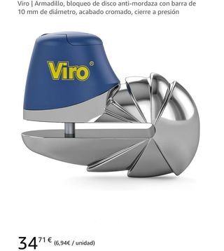 Viro  Armadillo bloqueo de disco antimordaza con barra de 10 mm de diámetro acabado cromado cierre a presión