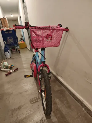 Bicicleta infantil rosa y azul 16 pulgadas