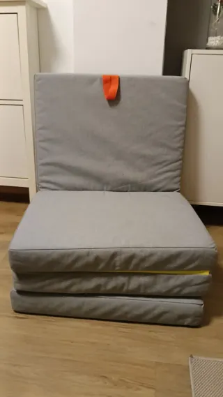 Puf Colchón Plegable Gris y Amarillo
