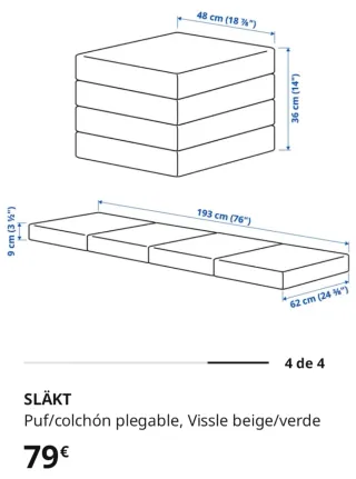 Puf Colchón Plegable Gris y Amarillo