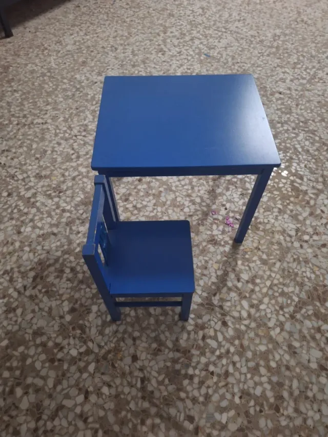 2Mesas y 2Sillas Infantil Azul