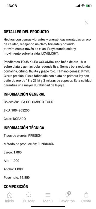 Pendientes Tous X Lea Colombo Oro Multicolor