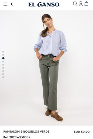 Pantalón El Ganso Mujer Talla 38 Verde Oliva