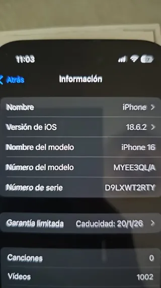 iPhone 16 Negro 256 GB