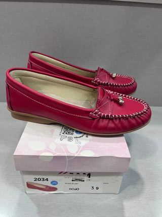 Mocasines Piel Rojo Nuevos Talla 39