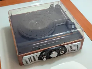 Tocadiscos Vinilo Vintage Negro/Plateado/Madera