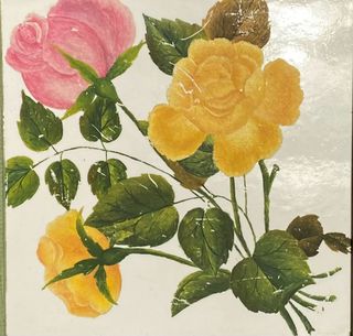 Azulejo vintage flores rosas y amarillas