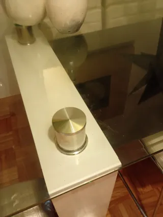 Mesa comedor cristal diseño blanco, 4 sillas