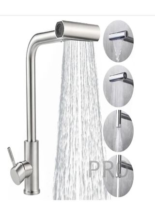 Grifo cocina extraíble Inox giratorio 360° gris acero