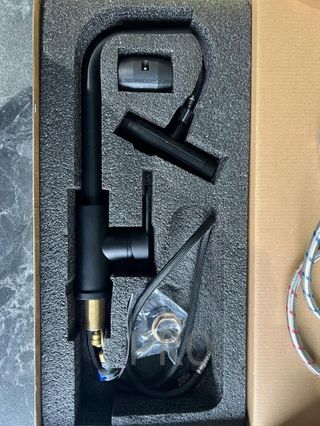 Grifo cocina extraíble Inox giratorio 360° negro