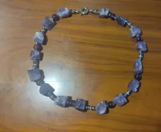 Conjunto amatista collar, pulsera y pendientes