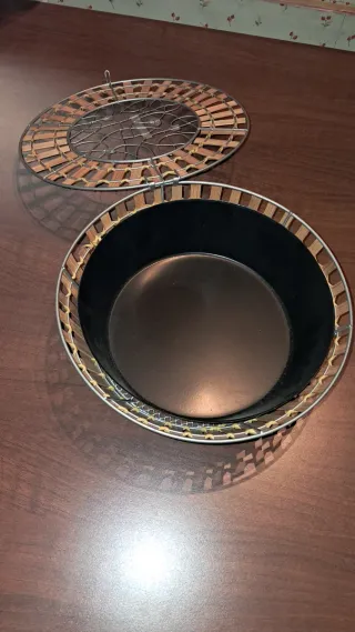 Cestino porta pane vintage metallo e legno