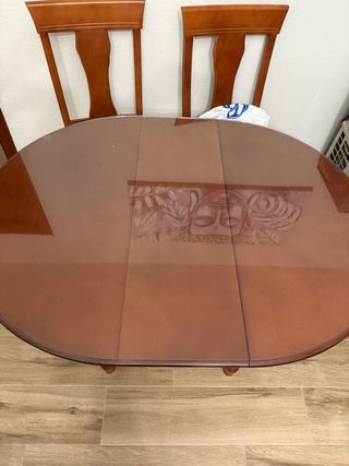 Mesa de comedor madera y cristal