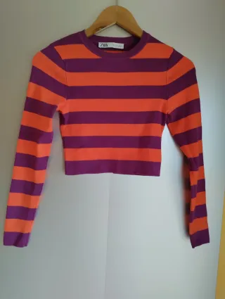 Jersey ZARA rayas naranja y morado