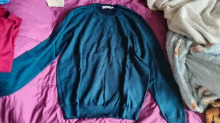 Maglione lana blu/petrolio