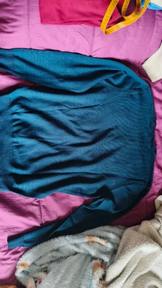 Maglione lana blu/petrolio