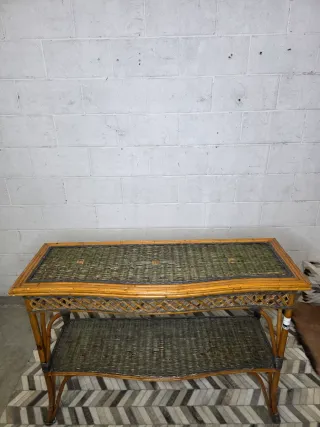 Consola vintage bambu y verde