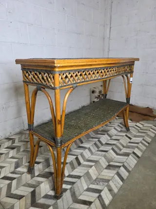 Consola vintage bambu y verde