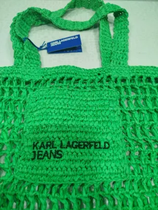 BOLSO DE PLAYA KARL VERDE TEJIDO