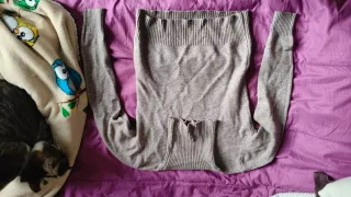 Maglioncino collo alto beige/grigio taglia unica