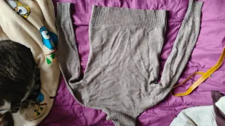 Maglioncino collo alto beige/grigio taglia unica