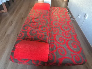 Sofá Cama Gris y Rojo