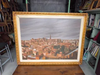 Cuadro antiguo pintado a mano grande